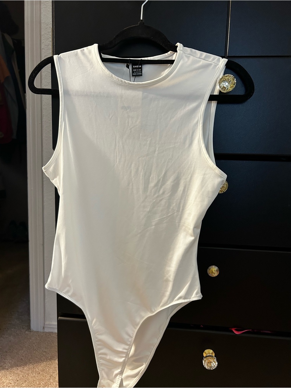 SHEIN White Ribbed Tank Bodysuit